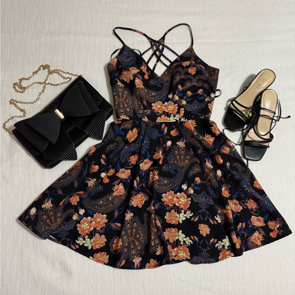 Floral Black Dress